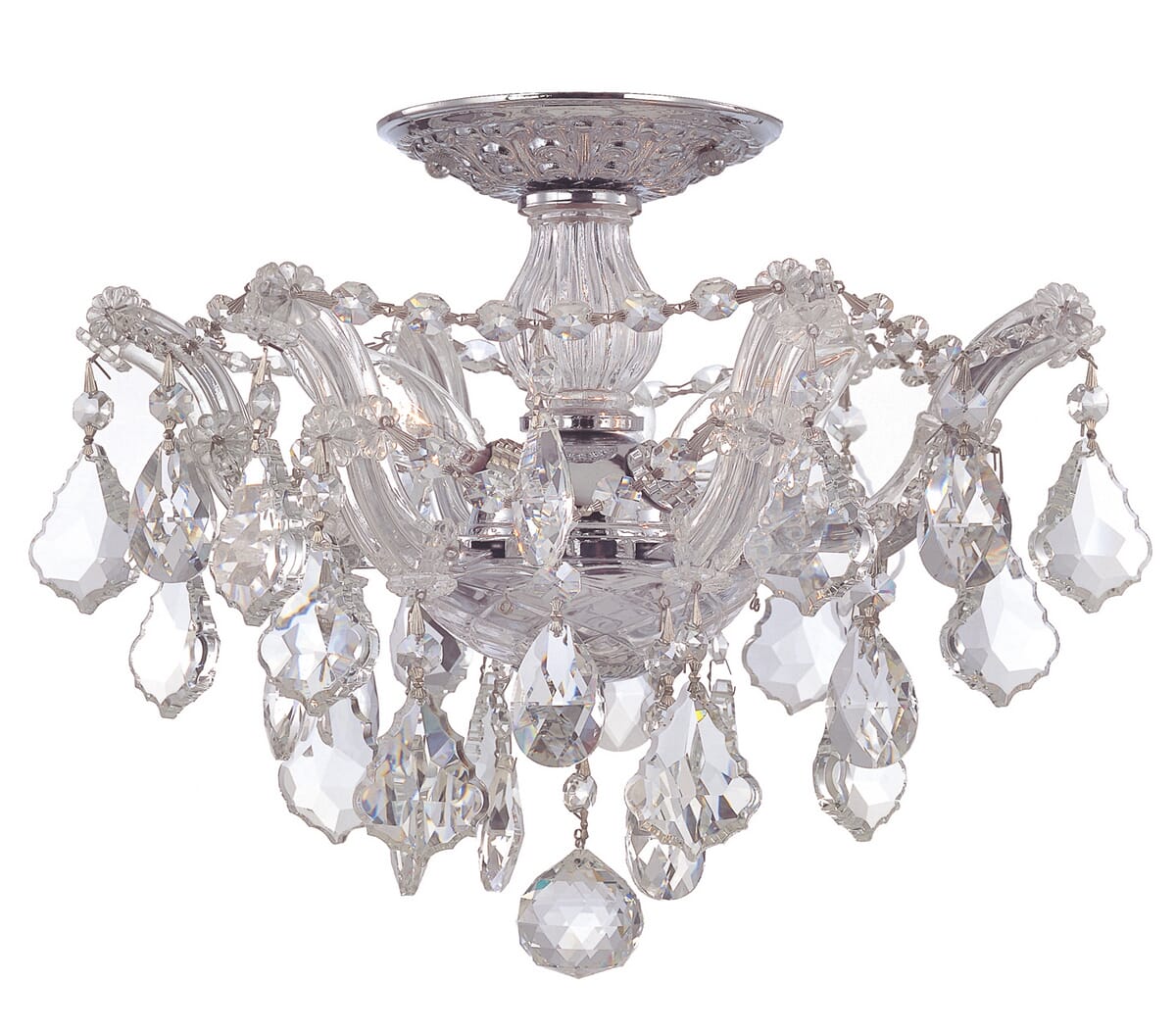 Crystorama Maria Theresa 3-Light 14" Ceiling Light in Polished Chrome with Clear Hand Cut Crystals