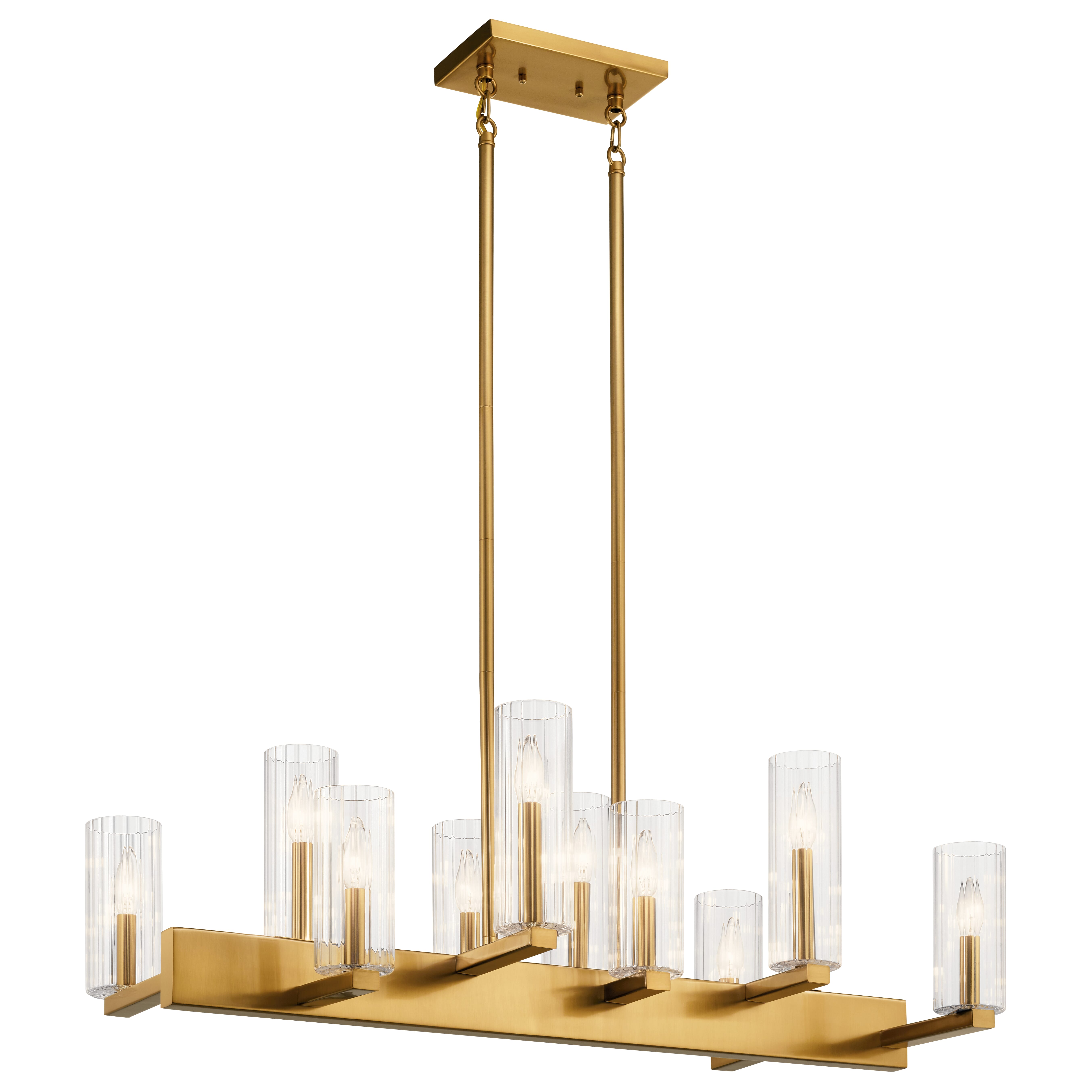 Kichler Cleara 10-Light 36.75" Linear Chandelier in Fox Gold