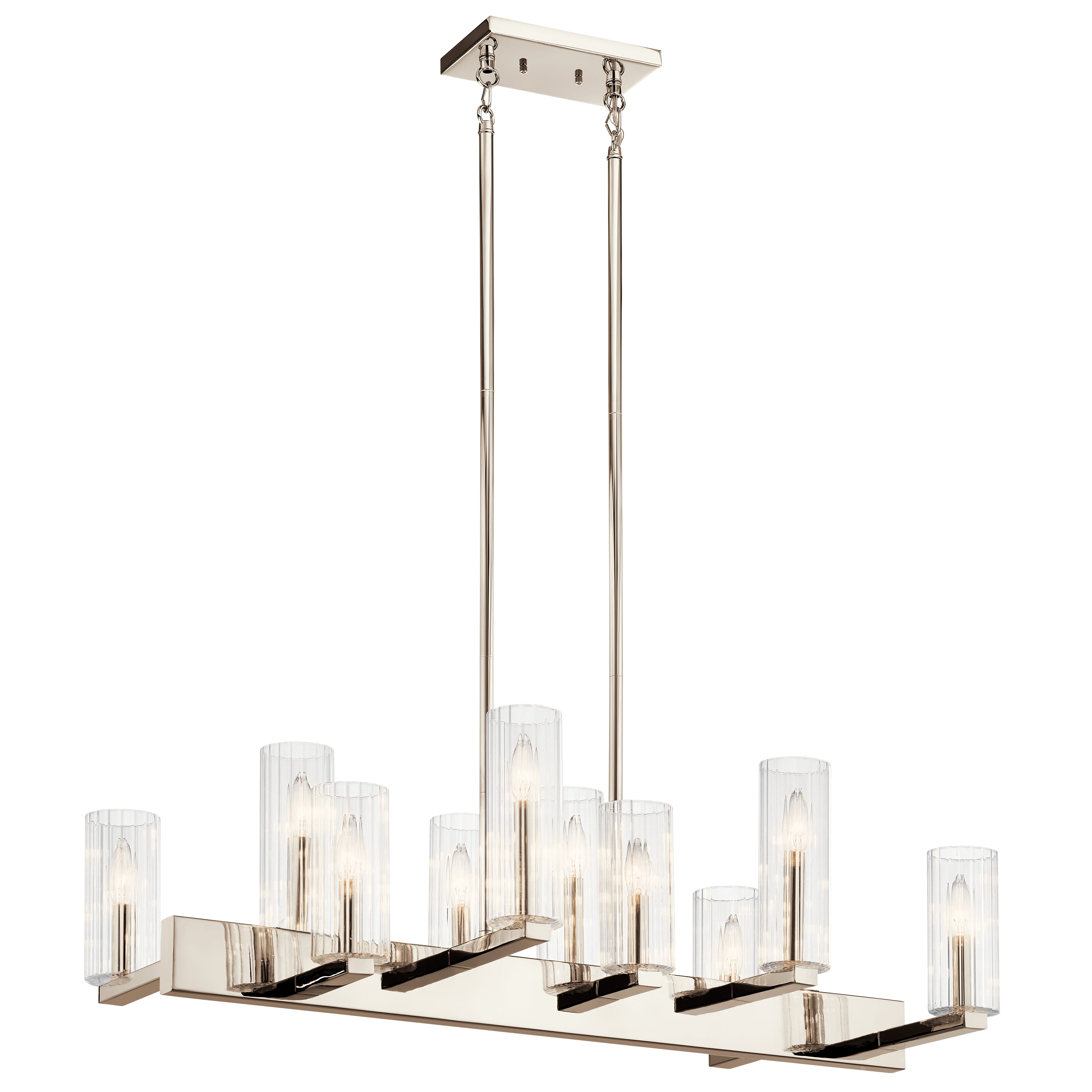 Kichler Cleara 10-Light 36.75" Linear Chandelier in Polished Nickel