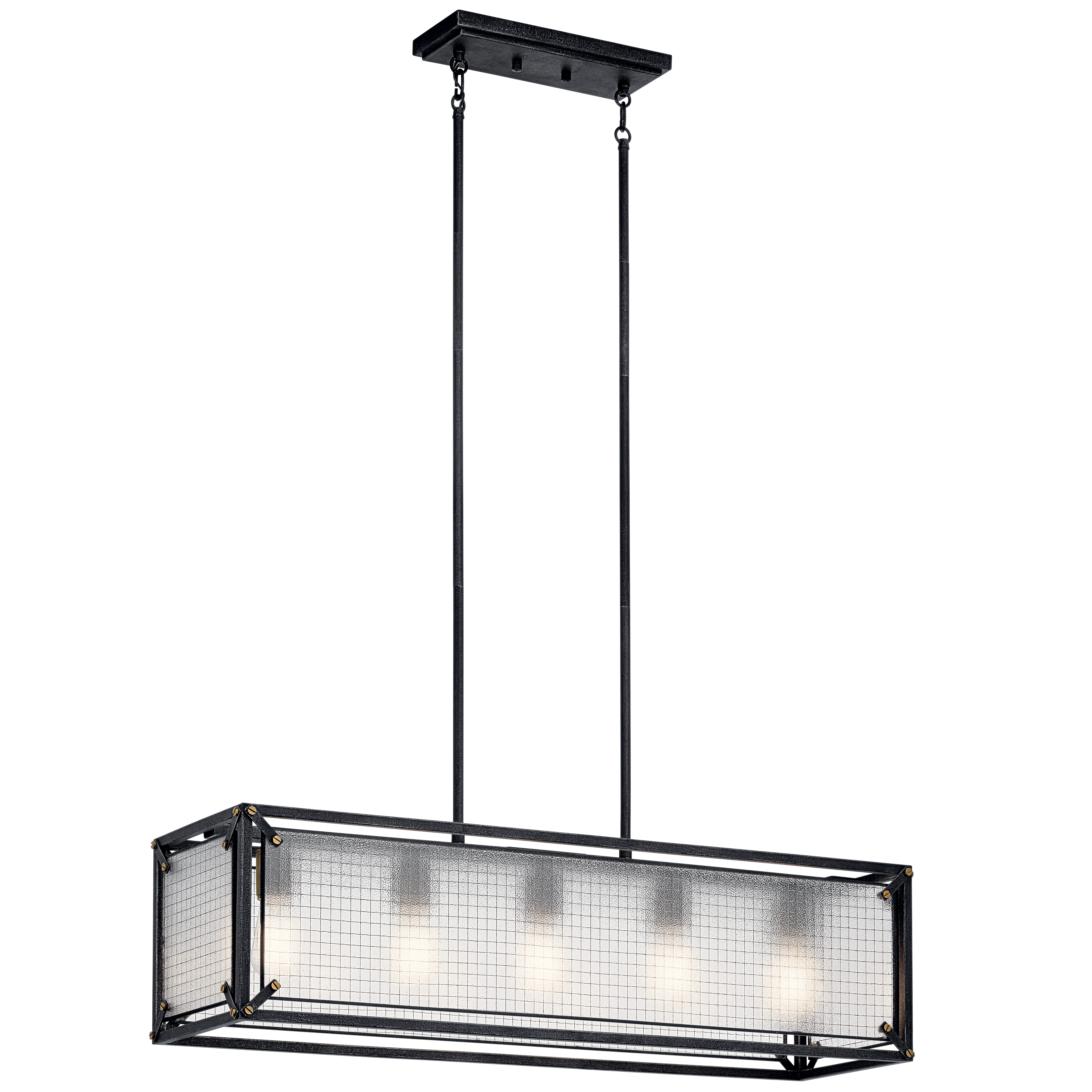 Kichler Steel 5-Light 36.5" Linear Chandelier in Distressed Black