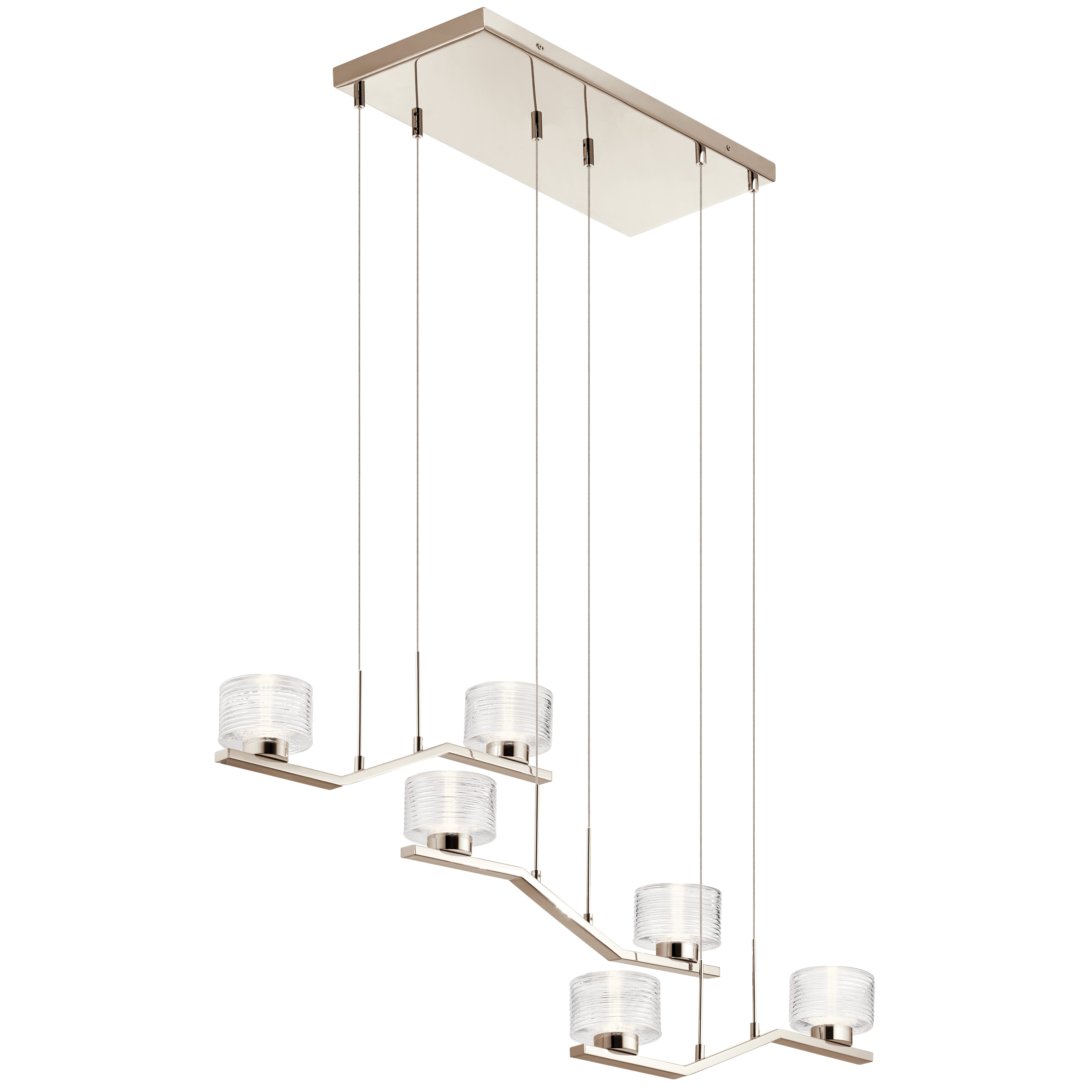 Kichler Lasus 6-Light LED 40.25" Linear Chandelier in Polished Nickel