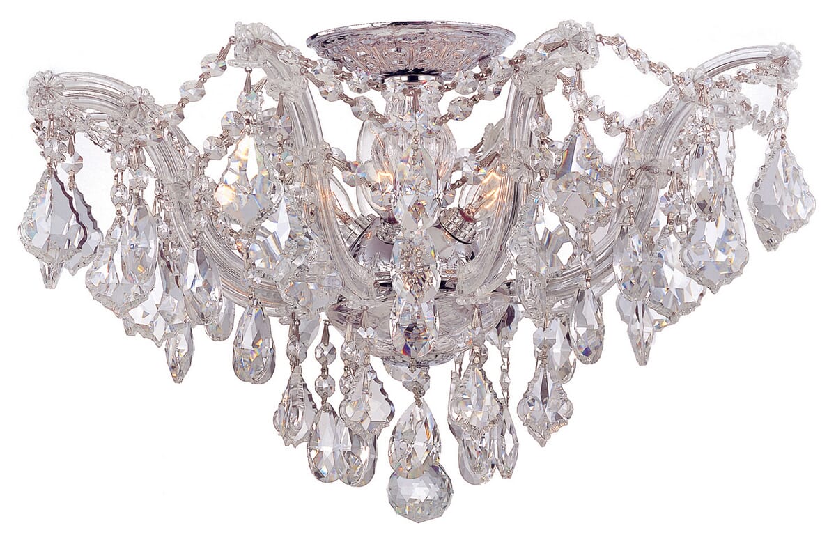 Crystorama Maria Theresa 5-Light 19" Ceiling Light in Polished Chrome with Clear Swarovski Strass Crystals