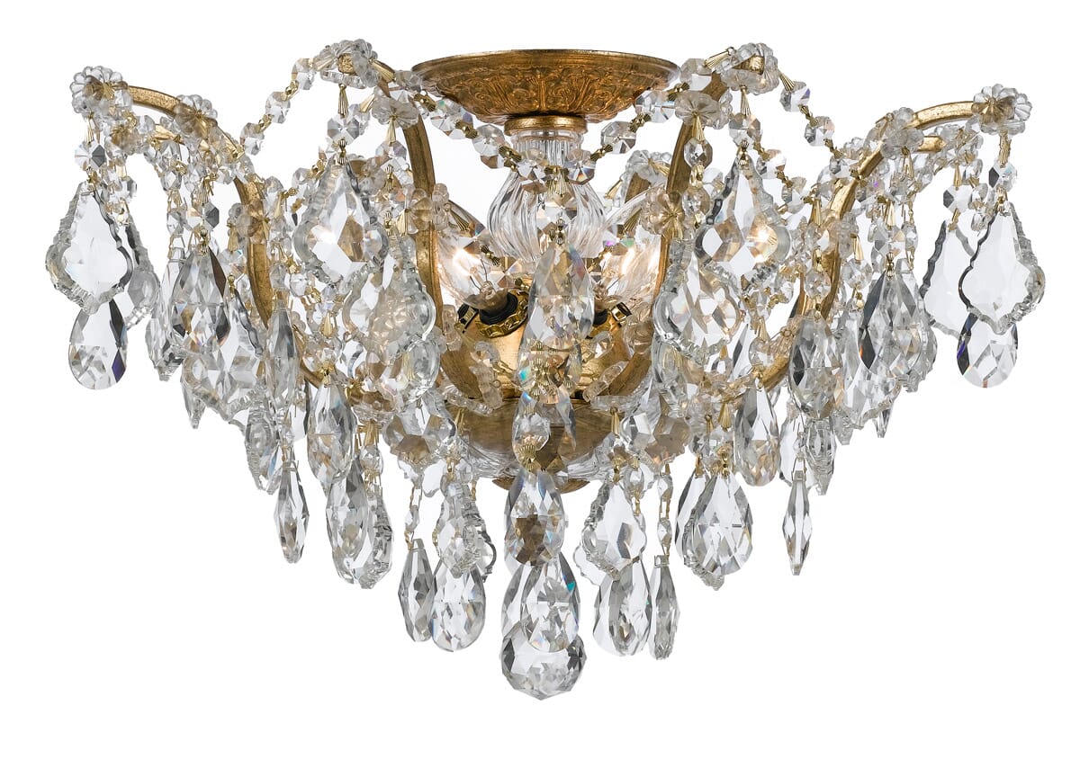 Crystorama Filmore 5-Light 19" Ceiling Light in Antique Gold with Clear Swarovski Strass Crystals