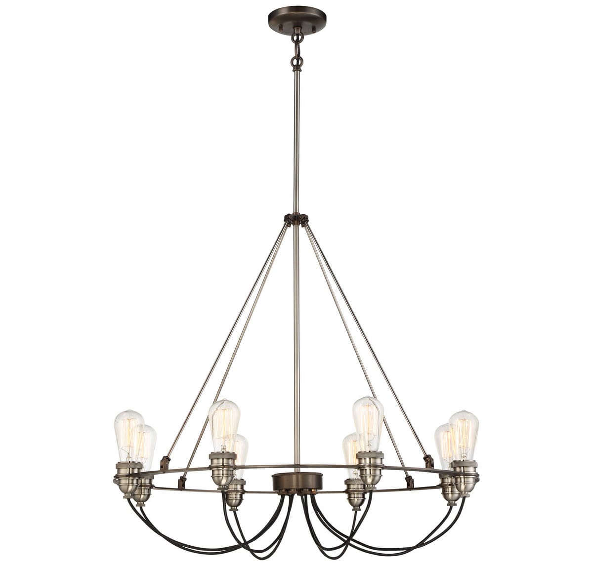 Minka Lavery Uptown Edison 8-Light 30" Transitional Chandelier in Harvard Court Bronze with Pewter