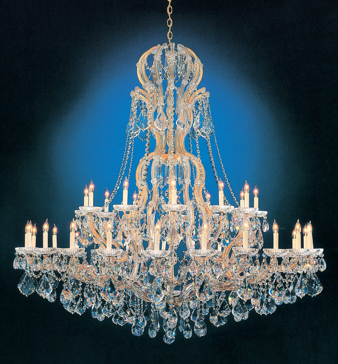 Crystorama Maria Theresa 37-Light 66" Traditional Chandelier in Gold with Clear Hand Cut Crystals