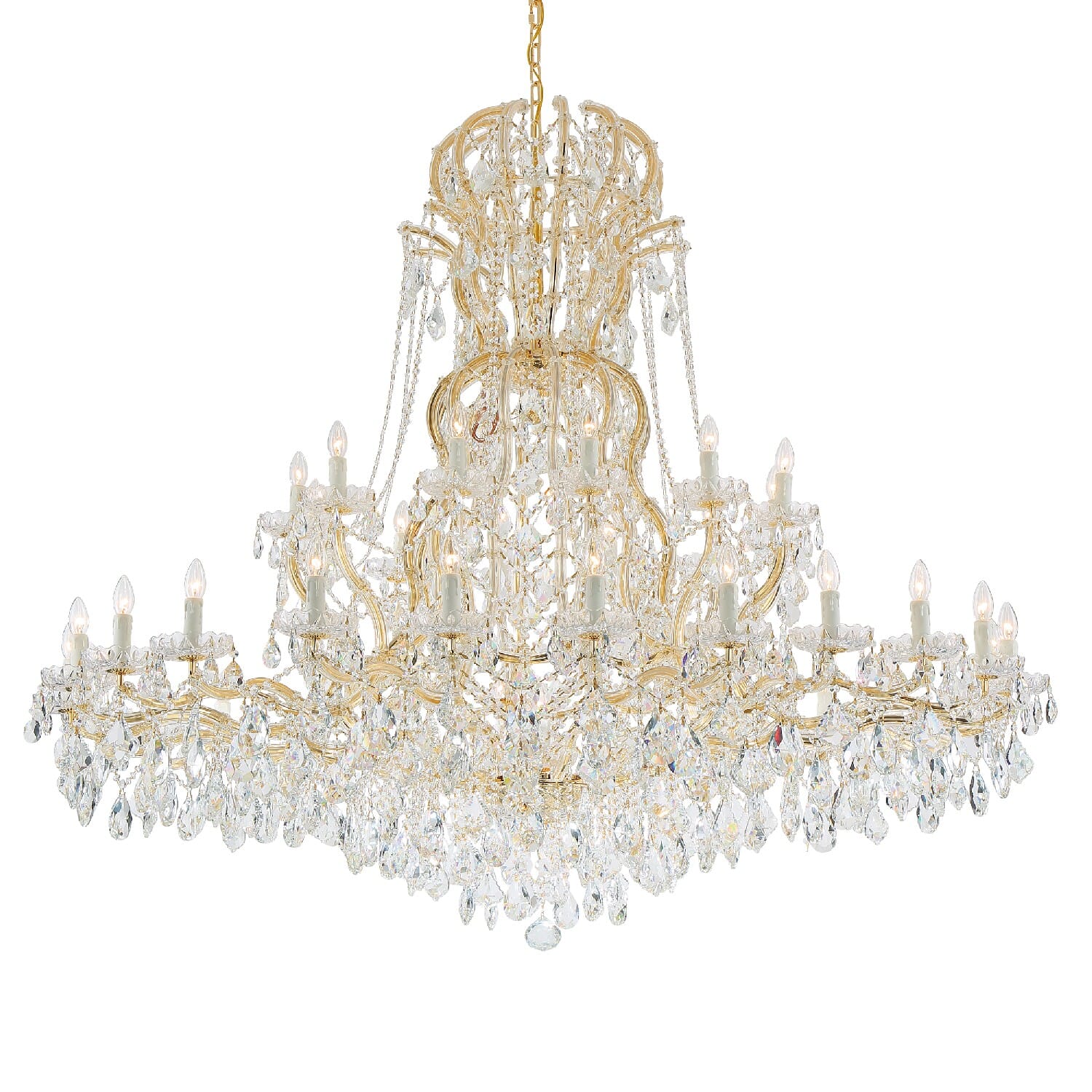 Crystorama Maria Theresa 37-Light 66" Chandelier in Gold with Swarovski Strass Crystal Crystals