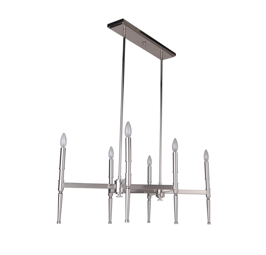 Craftmade Ella 6-Light 36" Transitional Chandelier in Polished Nickel