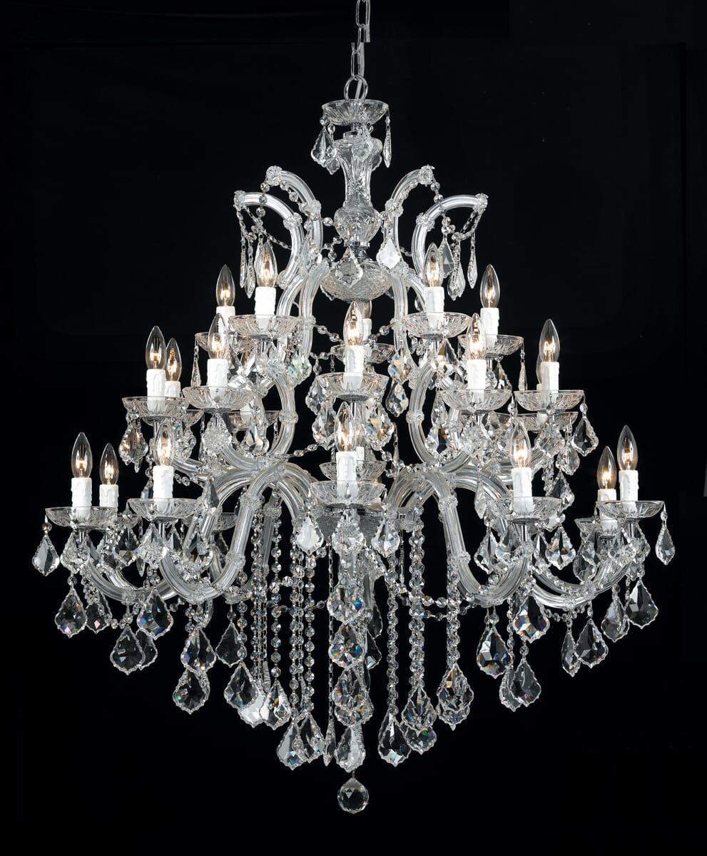 Crystorama Maria Theresa 26-Light 44" Traditional Chandelier in Polished Chrome with Clear Hand Cut Crystals