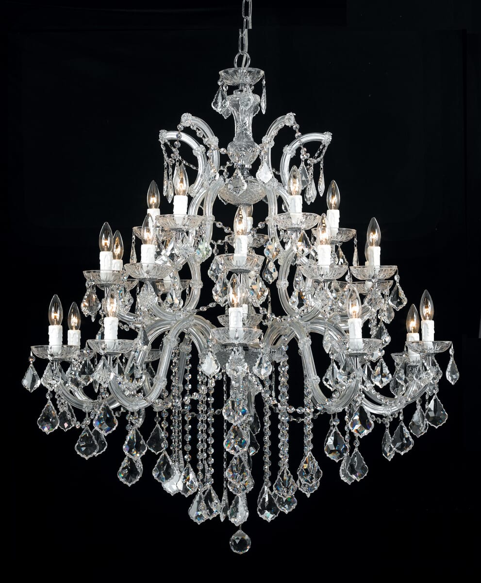 Crystorama Maria Theresa 26-Light 44" Traditional Chandelier in Polished Chrome with Clear Swarovski Strass Crystals