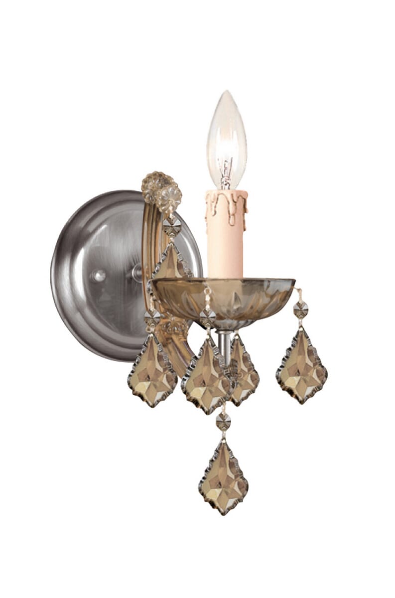 Crystorama Maria Theresa Wall Sconce in Antique Brass with Golden Teak Hand Cut Crystals