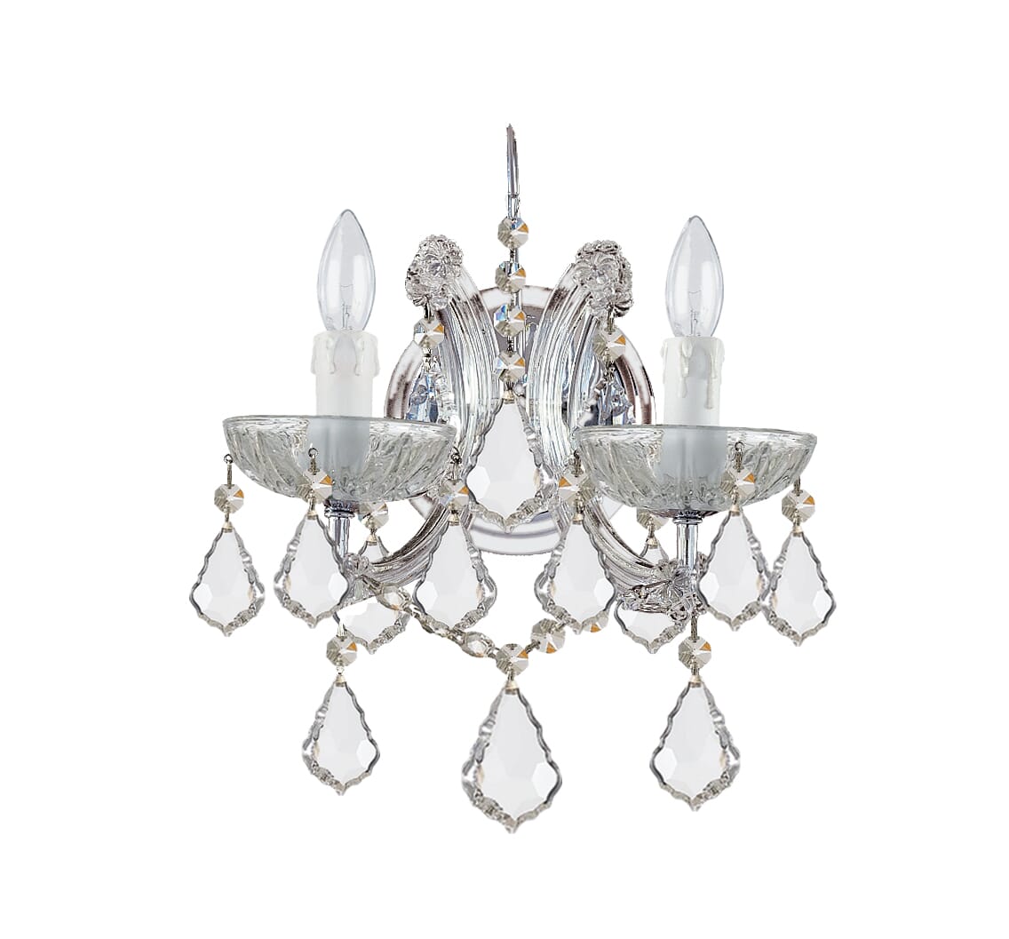 Crystorama Maria Theresa 2-Light 13" Wall Sconce in Polished Chrome with Clear Swarovski Strass Crystals