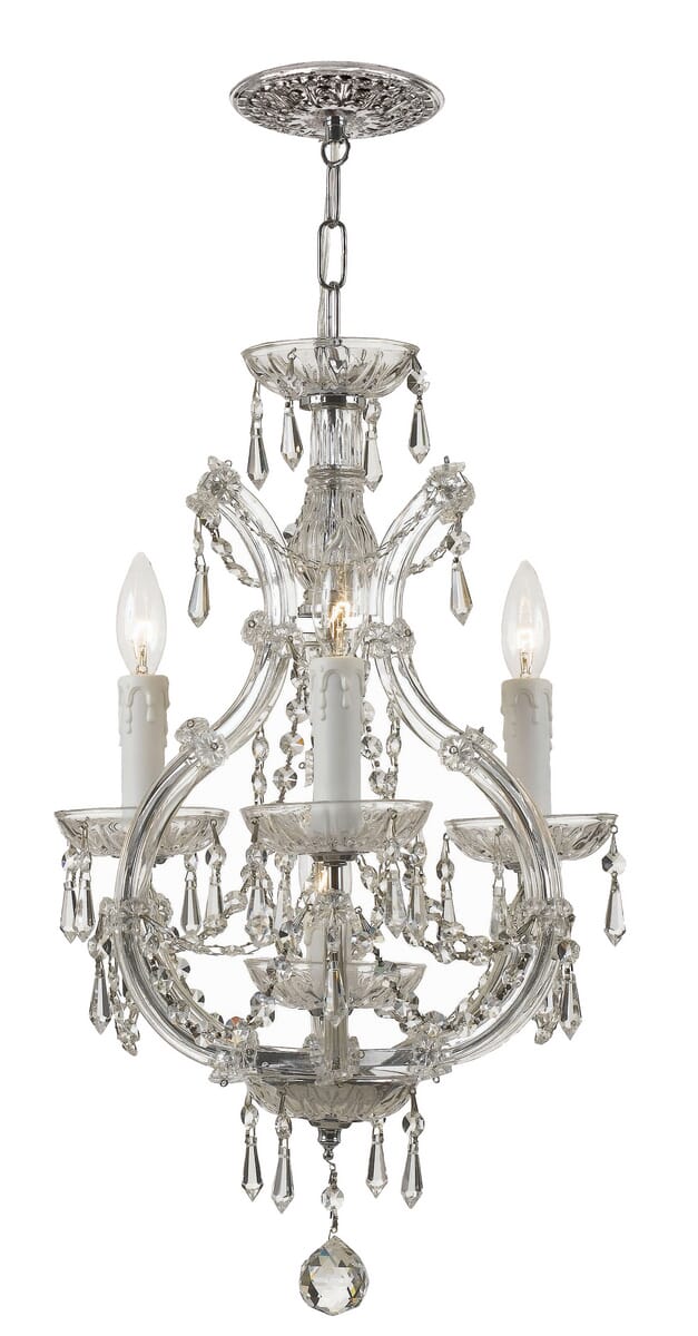 Crystorama Maria Theresa 4-Light 21" Mini Chandelier in Polished Chrome with Clear Hand Cut Crystals