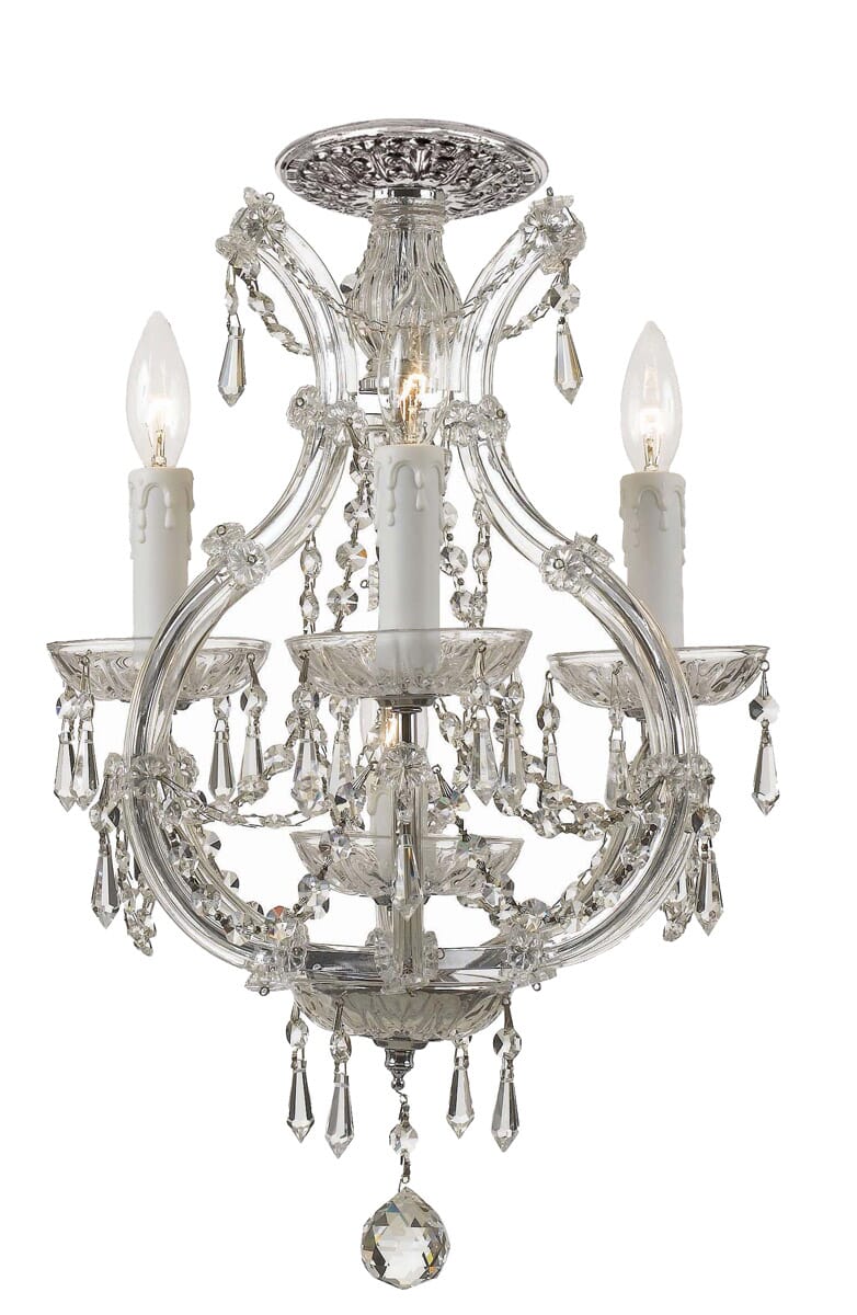 Crystorama Maria Theresa 4-Light 13" Ceiling Light in Polished Chrome with Clear Hand Cut Crystals