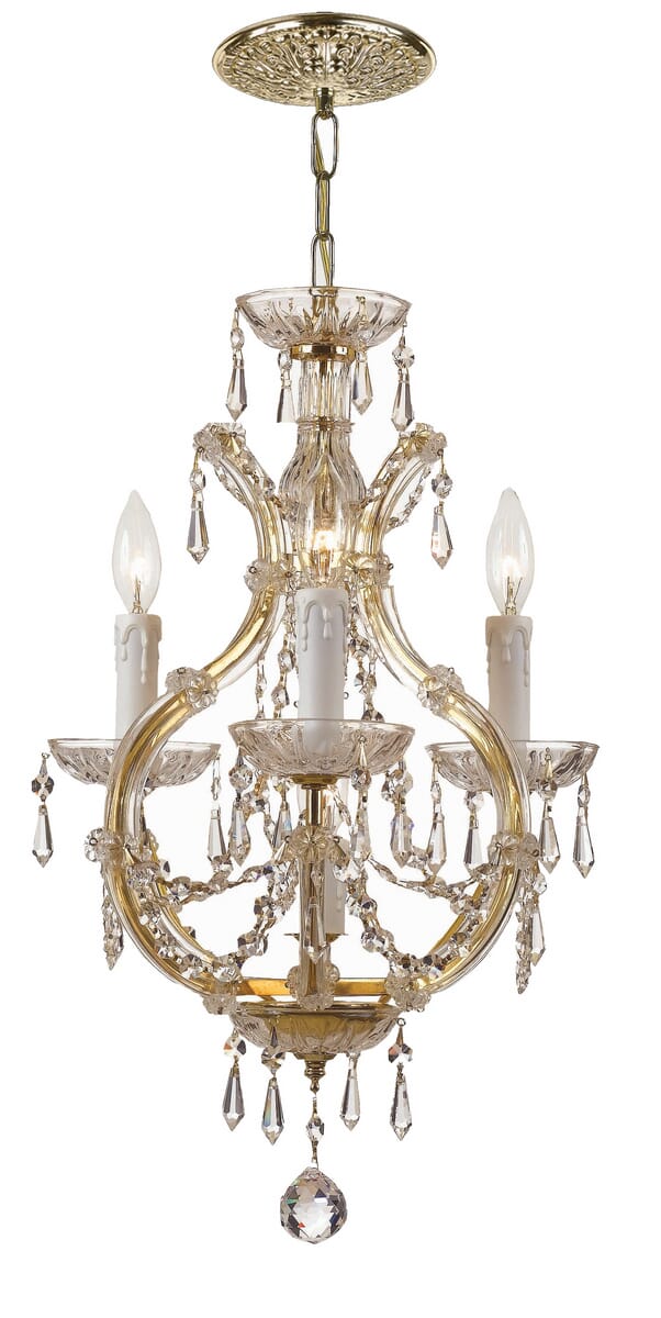 Crystorama Maria Theresa 4-Light 21" Mini Chandelier in Gold with Clear Hand Cut Crystals