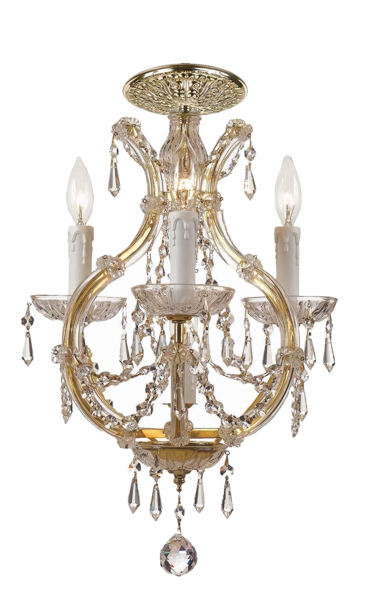 Crystorama Maria Theresa 4-Light 13" Ceiling Light in Gold with Clear Hand Cut Crystals