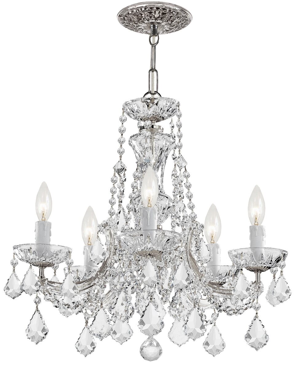 Crystorama Maria Theresa 5-Light 19" Mini Chandelier in Polished Chrome with Clear Swarovski Strass Crystals