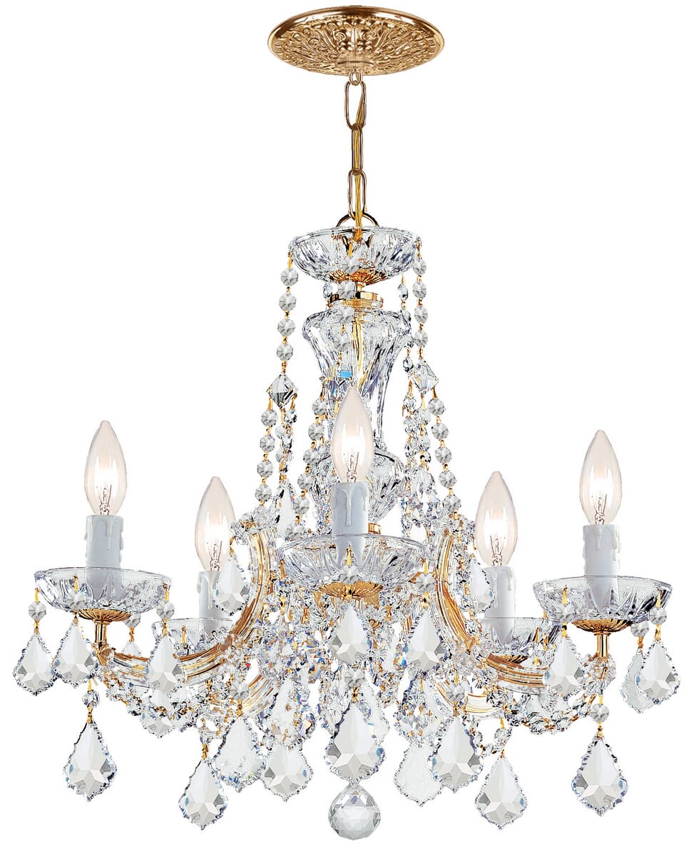 Crystorama Maria Theresa 5-Light 19" Mini Chandelier in Gold with Clear Swarovski Strass Crystals