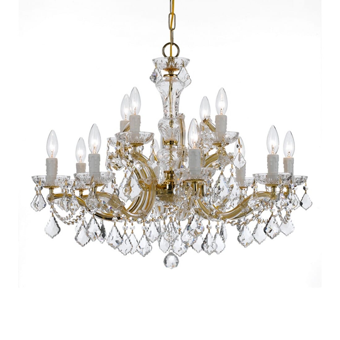 Crystorama Maria Theresa 12-Light 26" Traditional Chandelier in Gold with Clear Swarovski Strass Crystals