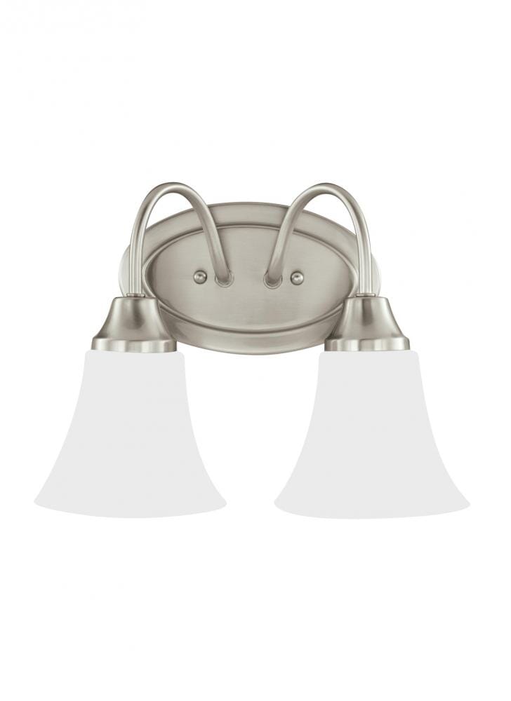 Sea Gull Holman 2-Light 12" Bathroom Vanity Light in Brushed Nickel