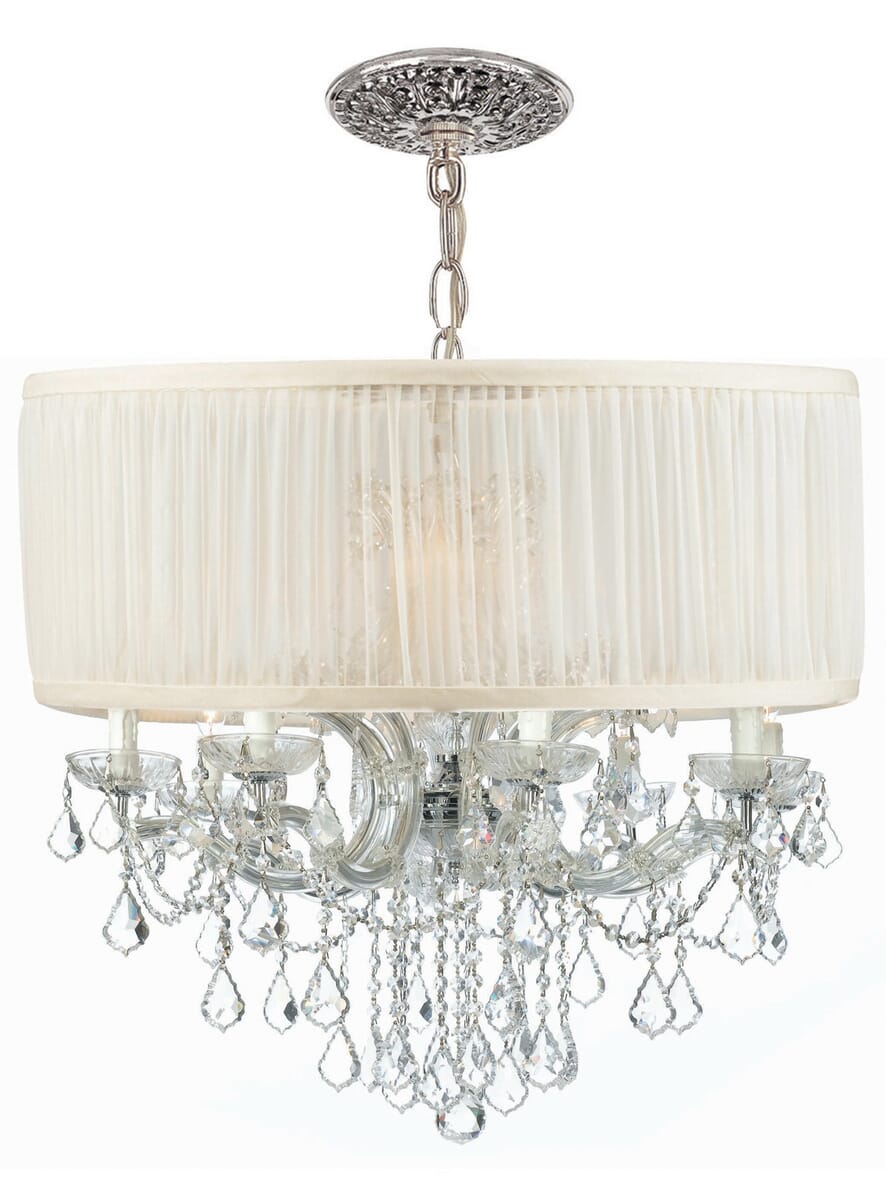 Crystorama Brentwood 12-Light 27" Traditional Chandelier in Polished Chrome with Clear Hand Cut Crystals