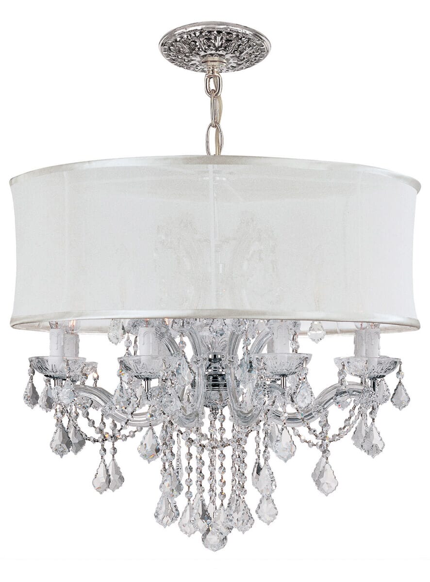 Crystorama Brentwood 12-Light 27" Traditional Chandelier in Polished Chrome with Clear Hand Cut Crystals