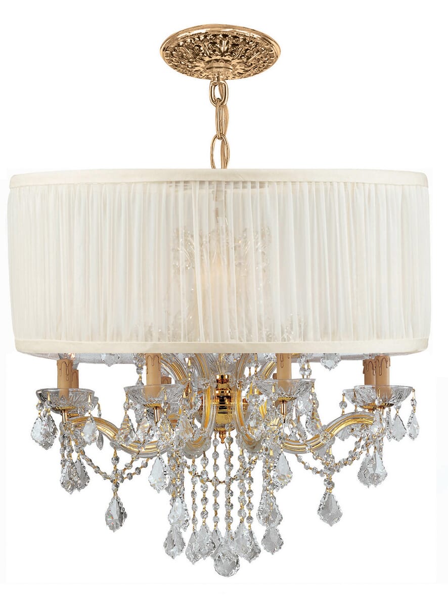 Crystorama Brentwood 12-Light 27" Traditional Chandelier in Gold with Clear Hand Cut Crystals