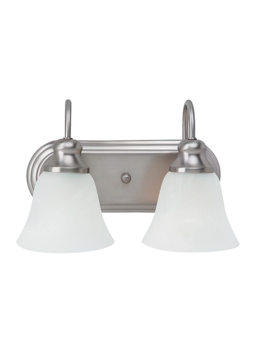 Sea Gull Windgate 2-Light 13" Bathroom Vanity Light in Brushed Nickel