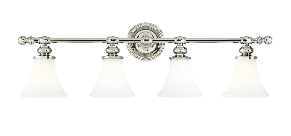 Hudson Valley Weston 4-Light 34" Bathroom Vanity Light in Polished Nickel