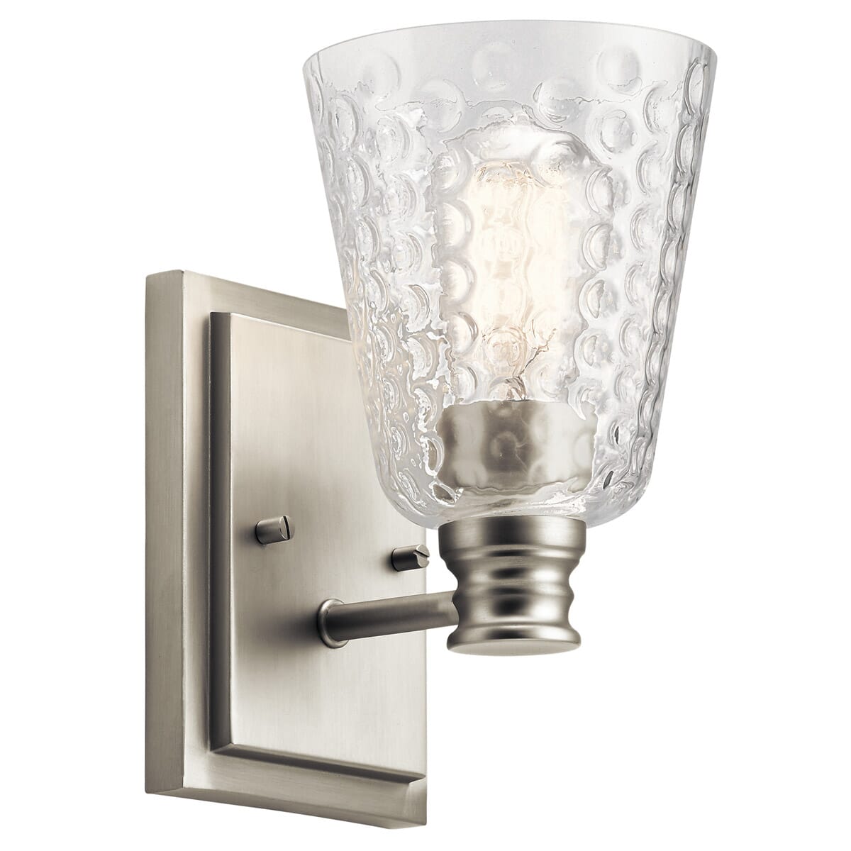 Kichler Nadine 9.25" Clear Thumbprint Wall Sconce in Brushed Nickel