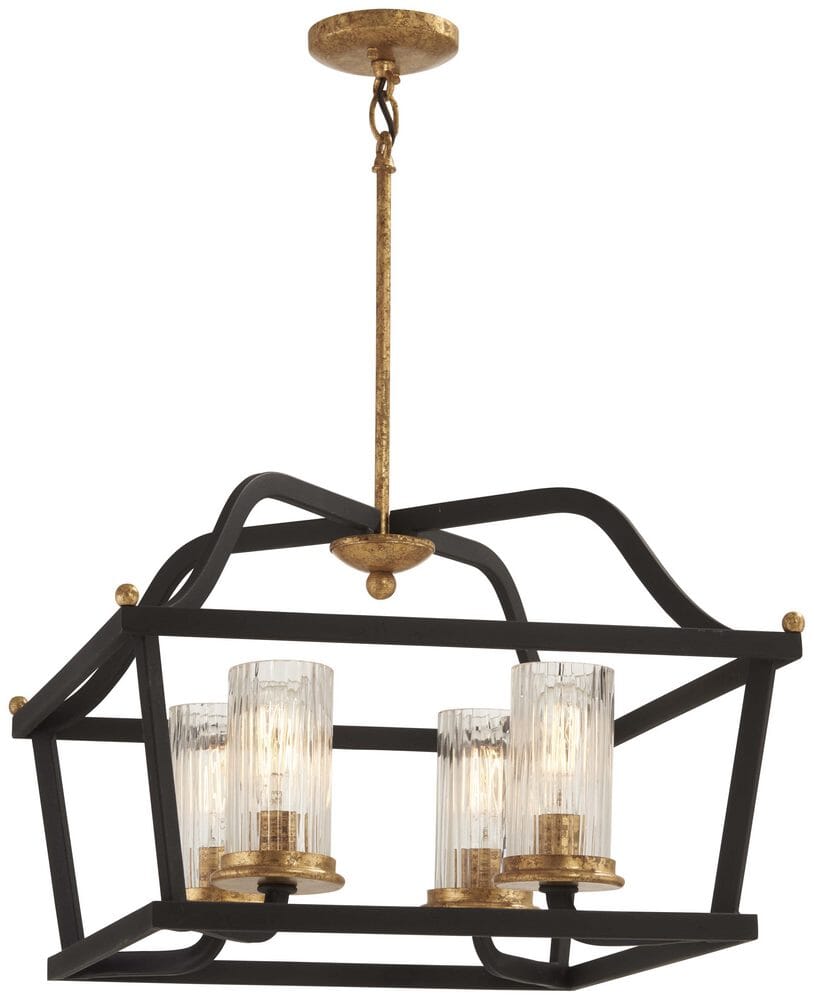 Minka Lavery Posh Horizon 4-Light 21" Pendant Light in Sand Black with Gold Leaf