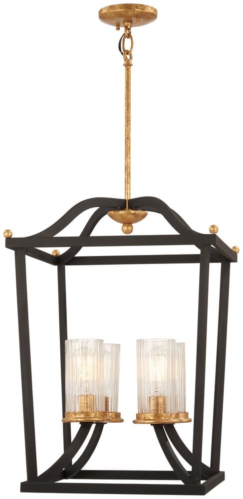 Minka Lavery Posh Horizon 4-Light 17" Pendant Light in Sand Black with Gold Leaf