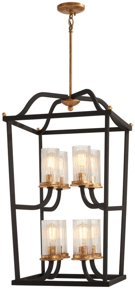 Minka Lavery Posh Horizon 8-Light 18" Pendant Light in Sand Black with Gold Leaf