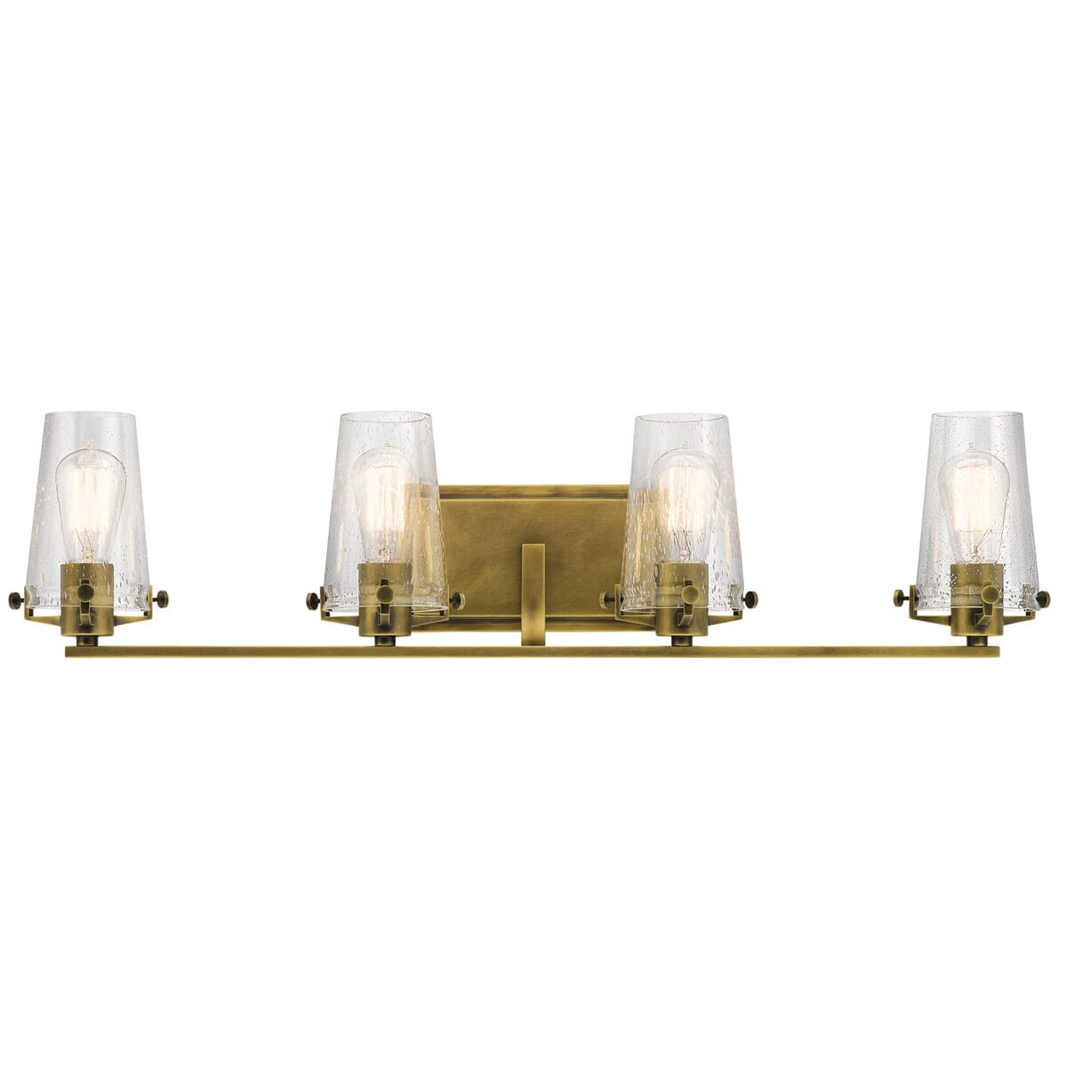 Kichler Alton 4-Light Clear Seeded Bathroom Vanity Light in Natural Brass