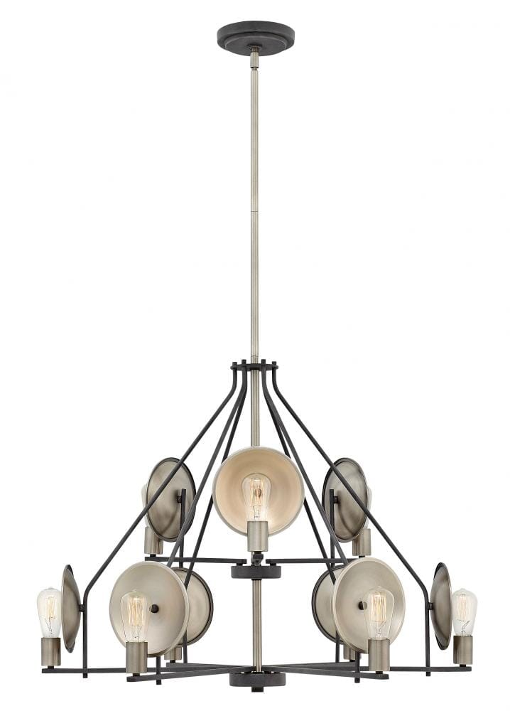 Hinkley Boyer 9-Light Two Tier Chandelier in Aged Zinc