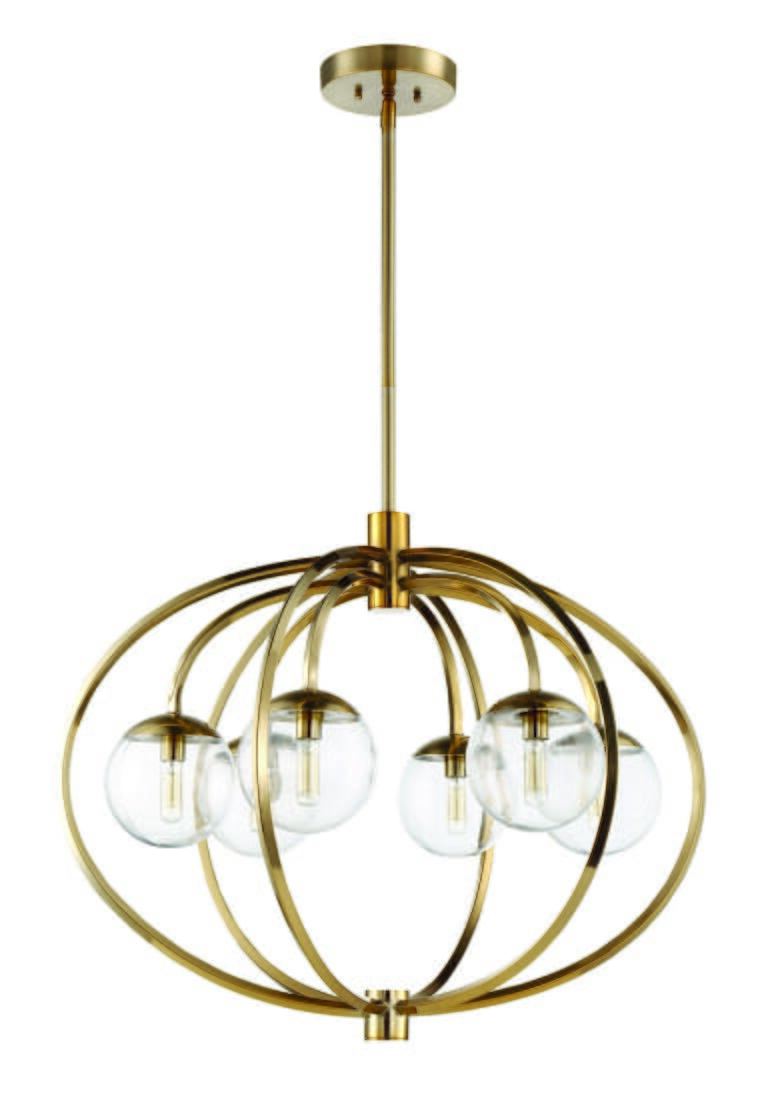 Craftmade Piltz 6-Light Transitional Chandelier in Satin Brass