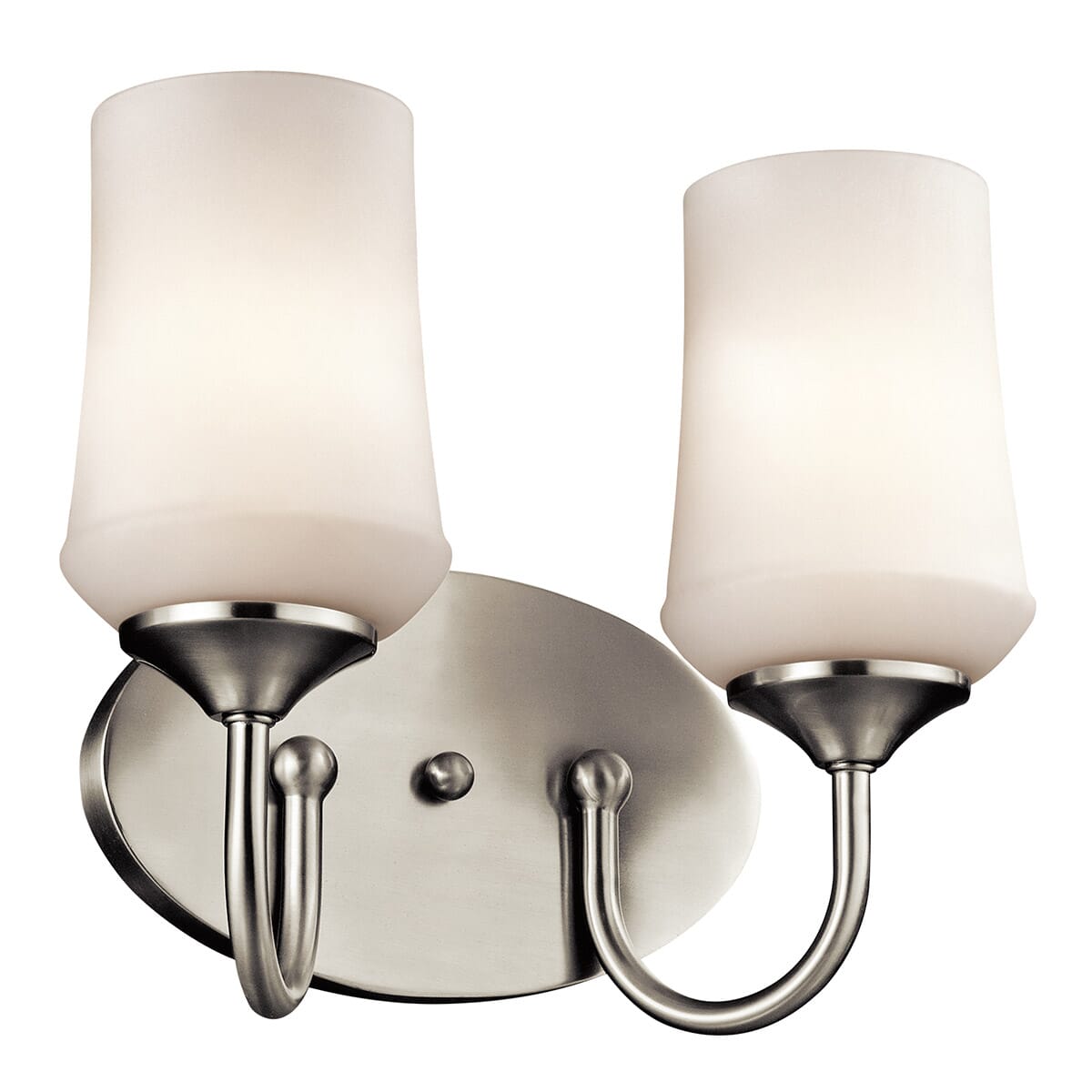 Kichler Aubrey 2-Light 2-Arm Bathroom Vanity Light in Brushed Nickel