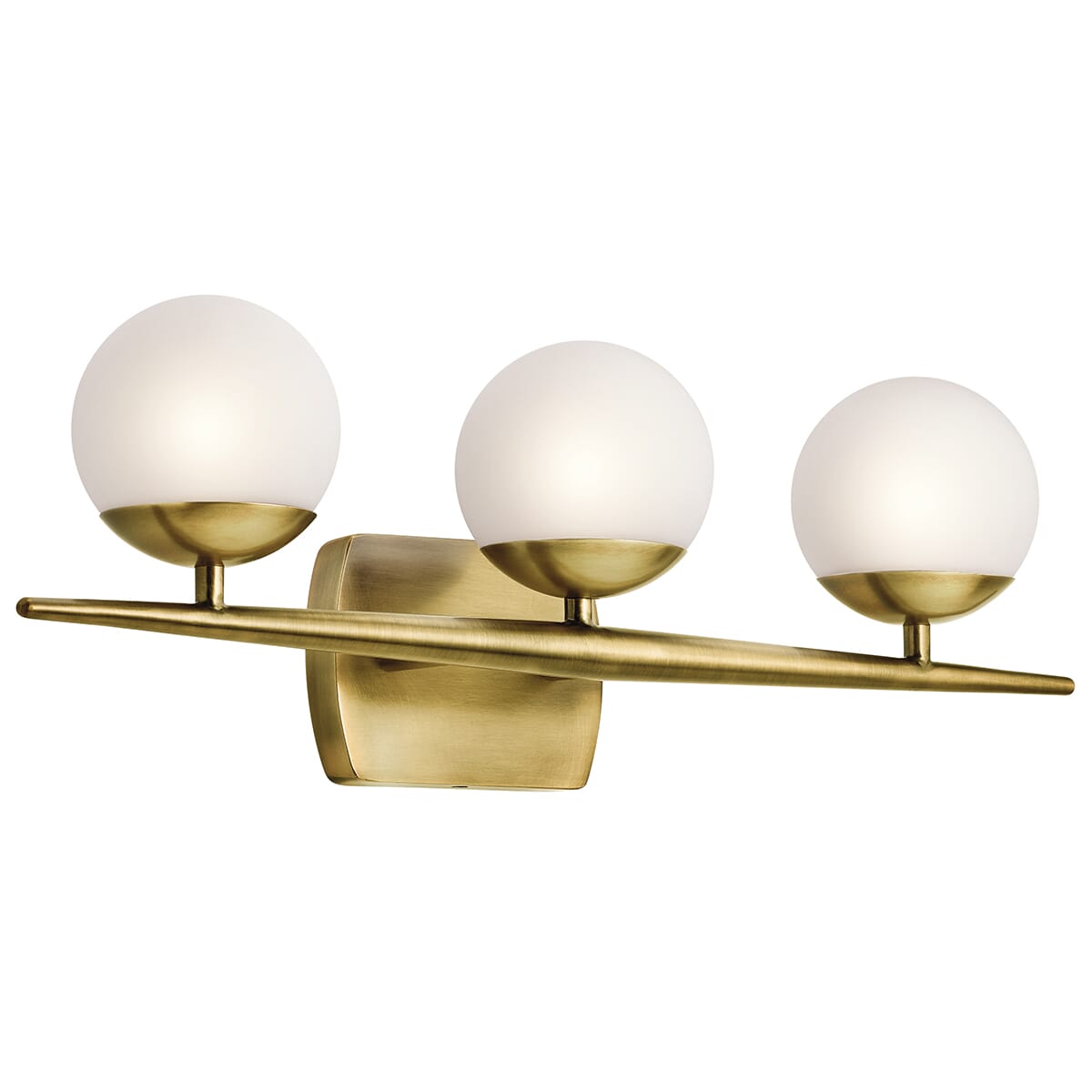Kichler Jasper 3-Light 3-Arm Bathroom Vanity Light in Natural Brass