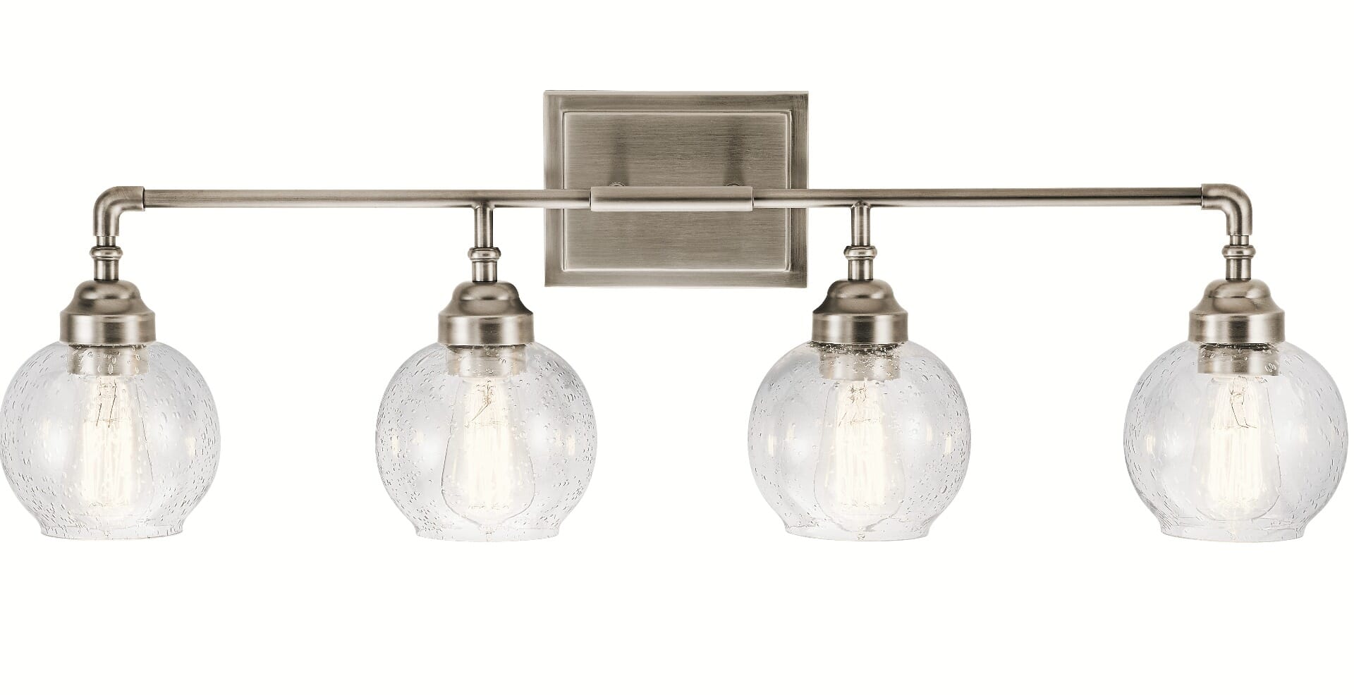 Kichler Niles 4-Light Clear Seeded Bathroom Vanity Light in Antique Pewter