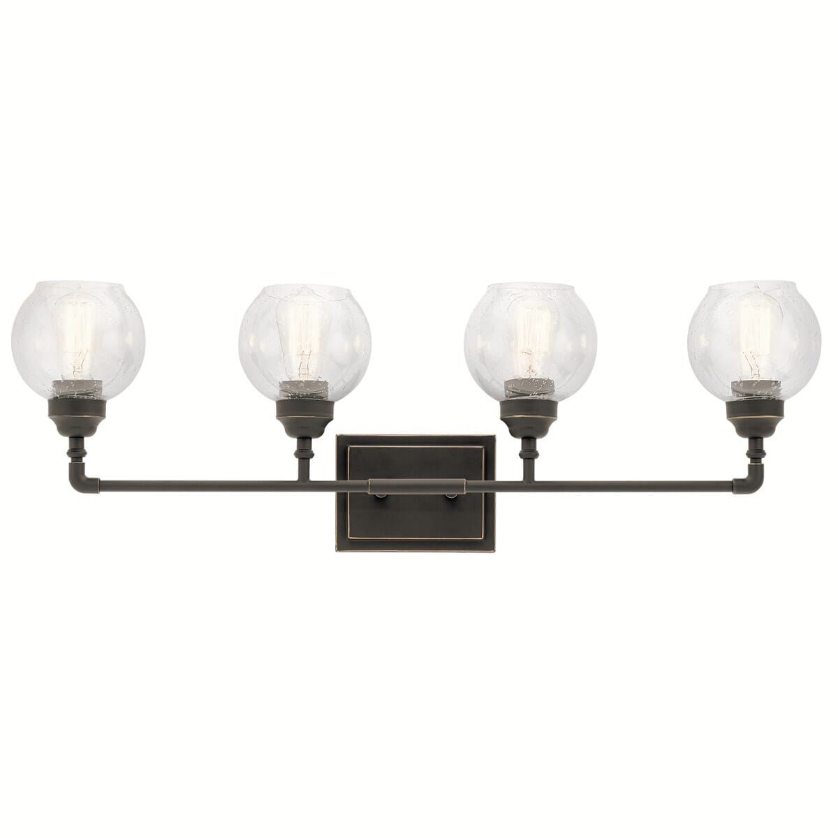 Kichler Niles 33.25" 4-Light Clear Seeded Bathroom Vanity Light in Olde Bronze