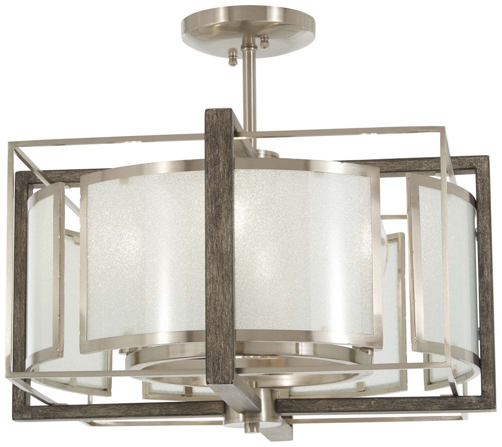 Minka Lavery Tyson'S Gate 4-Light 17" Pendant Light in Brushed Nickel with Shale Wood