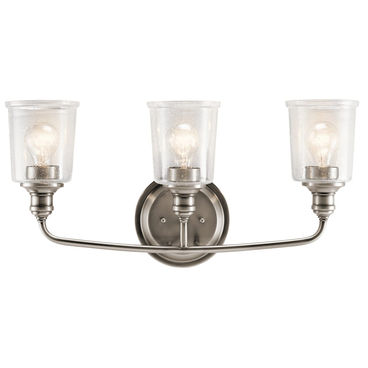 Kichler Waverly 24" 3-Light Clear Seeded Bathroom Vanity Light in Classic Pewter