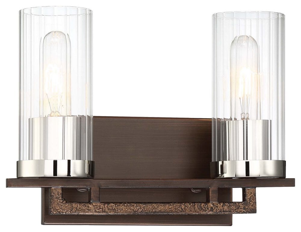 Minka Lavery Maddox Roe 2-Light 13" Bathroom Vanity Light in Iron Ore with Gold Dust Highlight