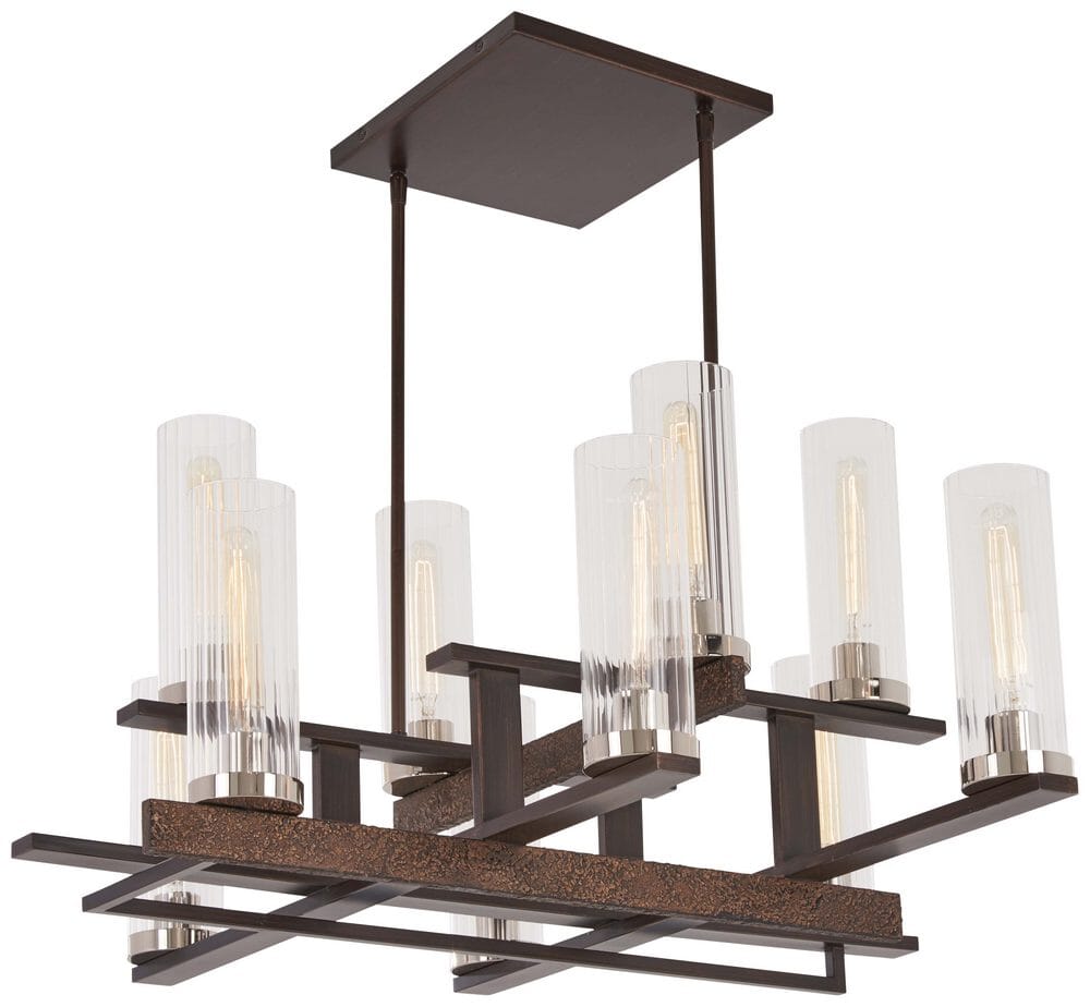 Minka Lavery Maddox Roe 10-Light 34" Transitional Chandelier in Iron Ore with Gold Dust Highlight