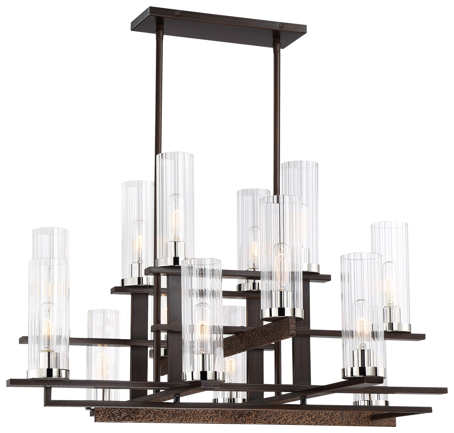 Minka Lavery Maddox Roe 14-Light 38" Transitional Chandelier in Iron Ore with Gold Dust Highlight