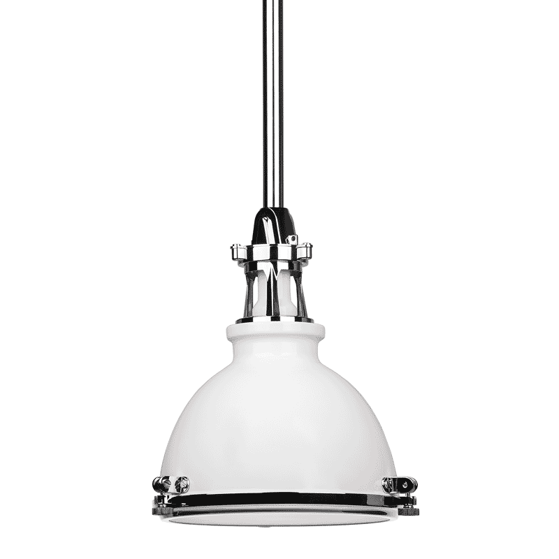 Hudson Valley Massena 11" Pendant Light in White and Polished Nickel