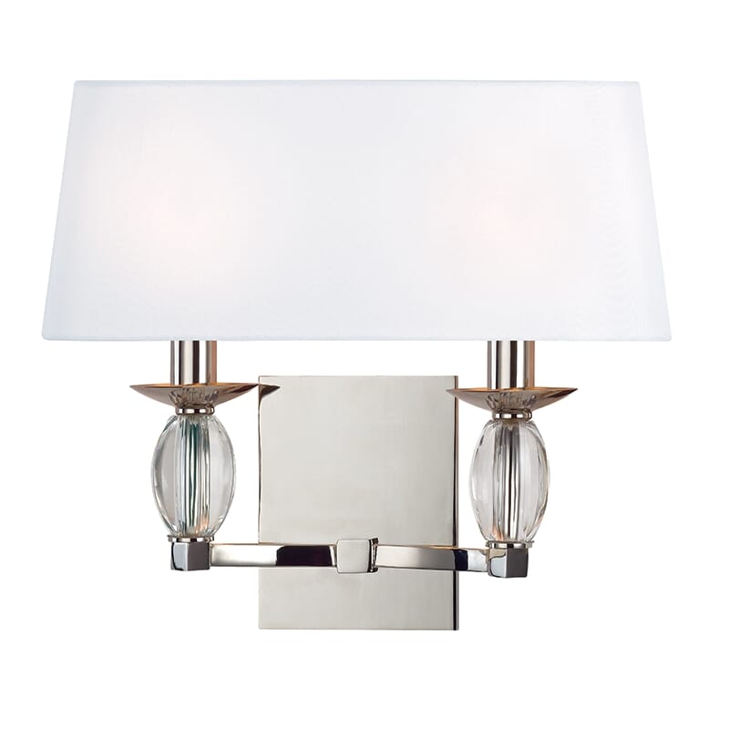 Hudson Valley Cameron 2-Light 12" Wall Sconce in Polished Nickel