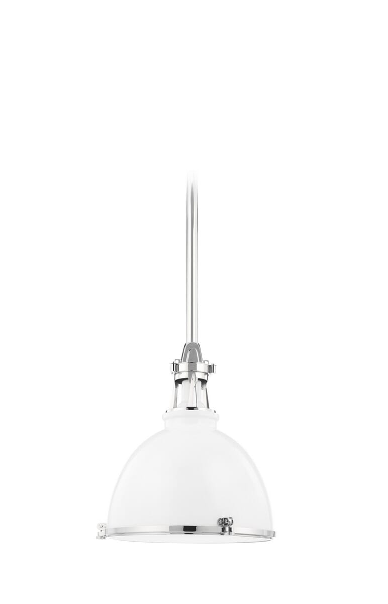 Hudson Valley Massena 21" Pendant Light in White and Polished Nickel