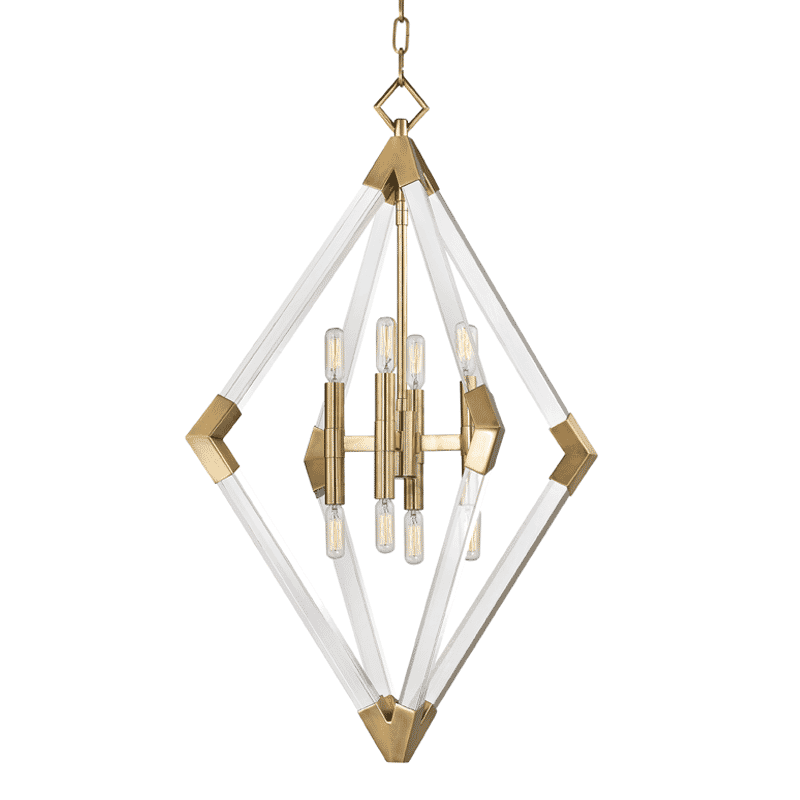 Hudson Valley Lyons 8-Light 33" Pendant Light in Aged Brass