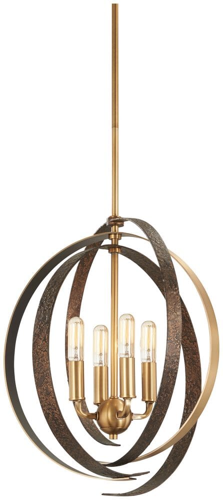 Minka Lavery Criterium 6-Light 20" Pendant Light in Aged Brass with Textured Iron