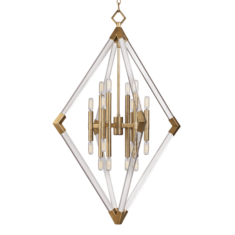 Hudson Valley Lyons 16-Light 42" Pendant Light in Aged Brass